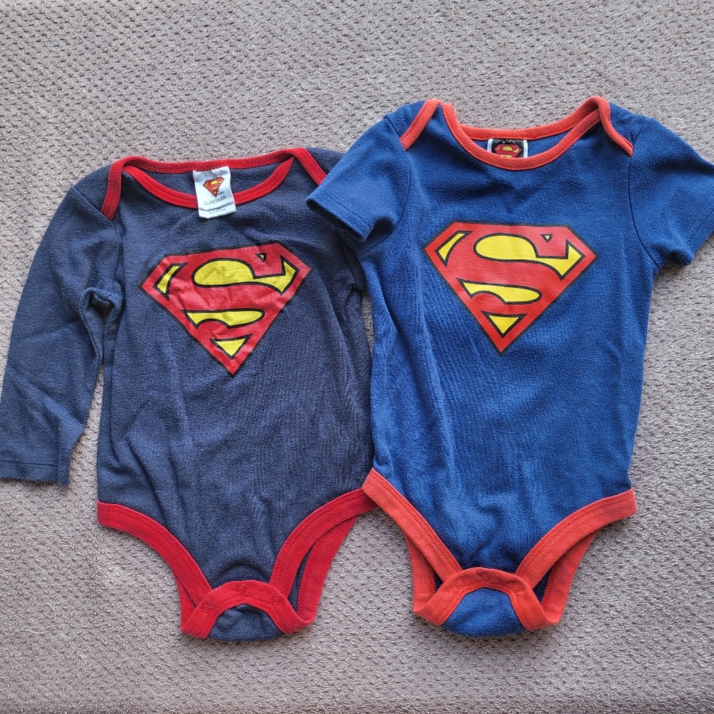 Pair Superman Baby Onesies